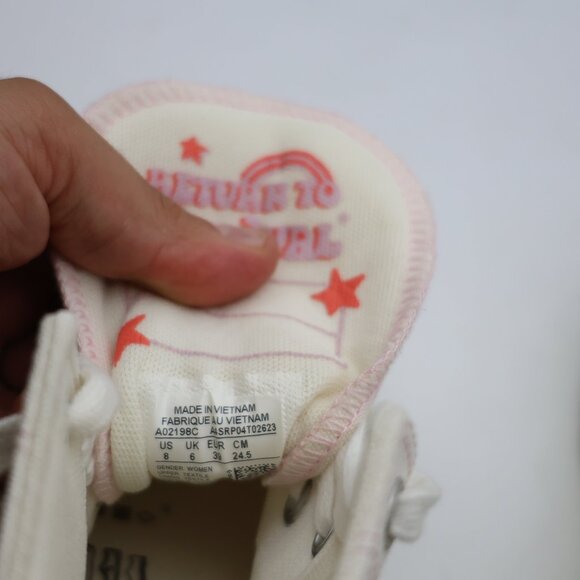 Converse All Star Hi Lift Women’s Size 8 Casual Shoe White Egret Pink Flower - Picture 3 of 11